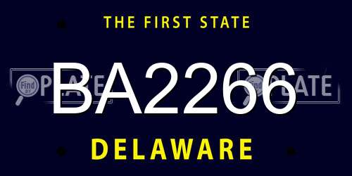 BA2266 Delaware License Plate