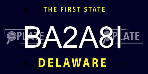 BA2A8I Delaware License Plate