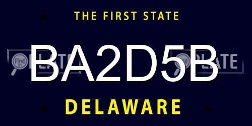 BA2D5B Delaware License Plate