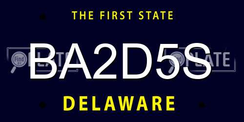 BA2D5S Delaware License Plate