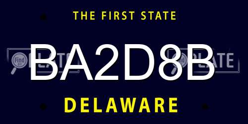 BA2D8B Delaware License Plate