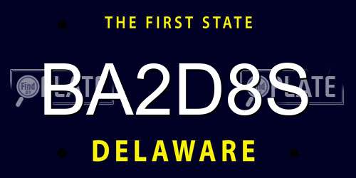 BA2D8S Delaware License Plate