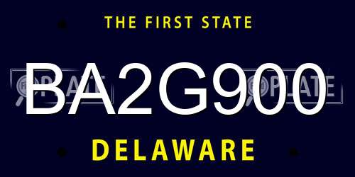 BA2G900 Delaware License Plate