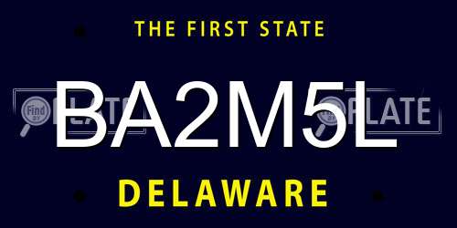 BA2M5L Delaware License Plate