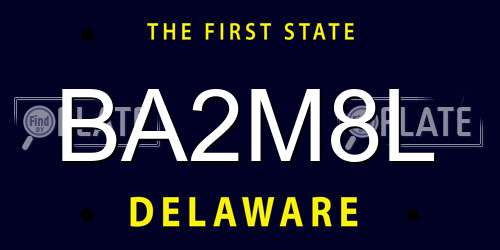 BA2M8L Delaware License Plate