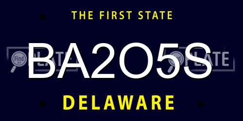 BA2O5S Delaware License Plate