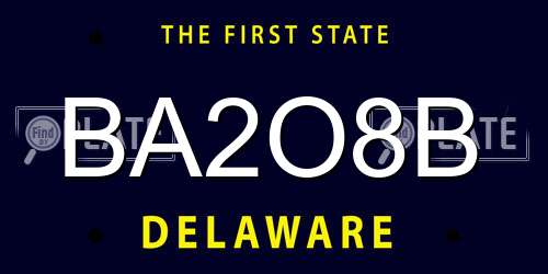 BA2O8B Delaware License Plate