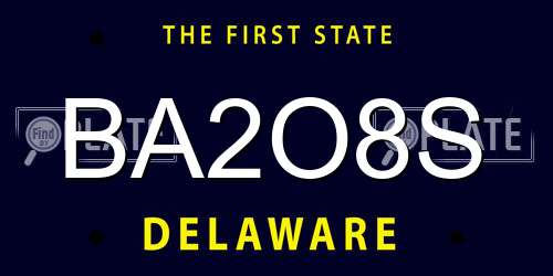 BA2O8S Delaware License Plate