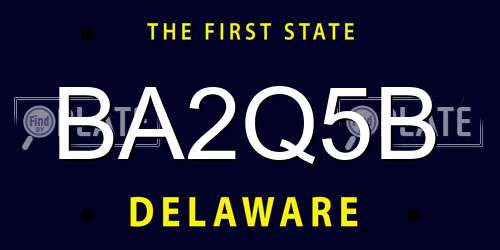 BA2Q5B Delaware License Plate