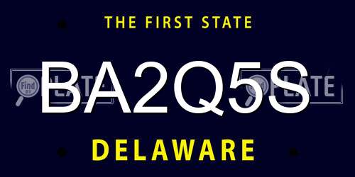 BA2Q5S Delaware License Plate