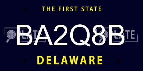 BA2Q8B Delaware License Plate