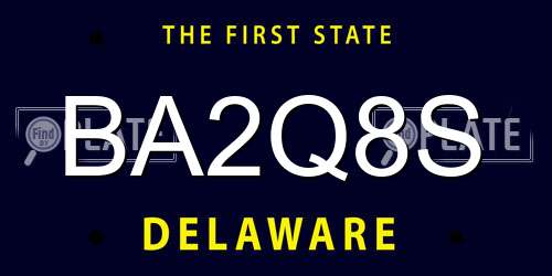 BA2Q8S Delaware License Plate