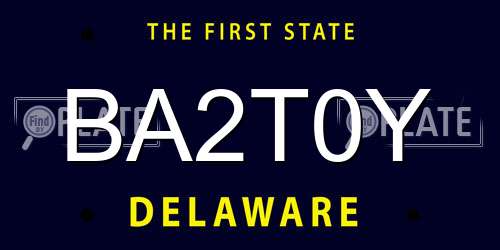 BA2T0Y Delaware License Plate
