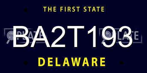 BA2T193 Delaware License Plate