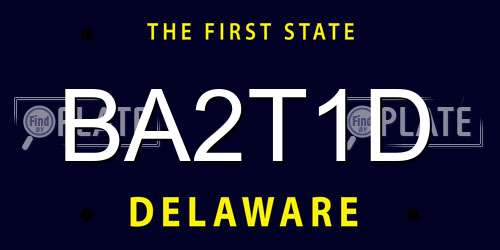 BA2T1D Delaware License Plate