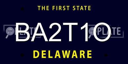 BA2T1O Delaware License Plate