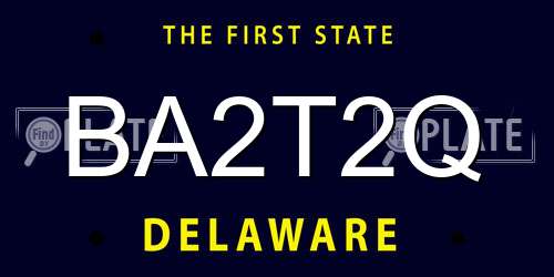 BA2T2Q Delaware License Plate