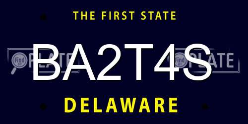 BA2T4S Delaware License Plate