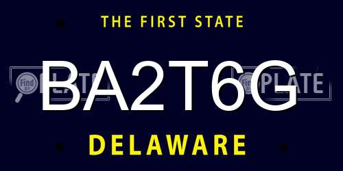 BA2T6G Delaware License Plate