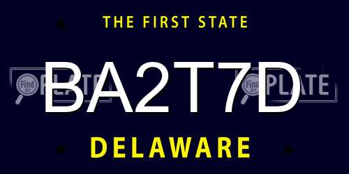 BA2T7D Delaware License Plate