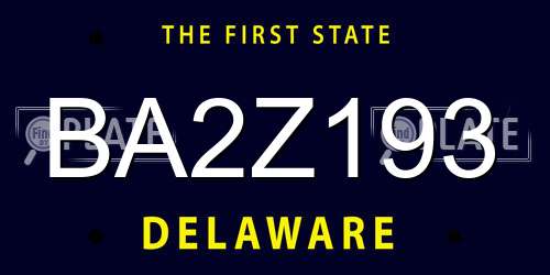 BA2Z193 Delaware License Plate