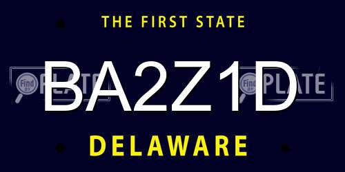 BA2Z1D Delaware License Plate