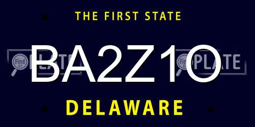BA2Z1O Delaware License Plate