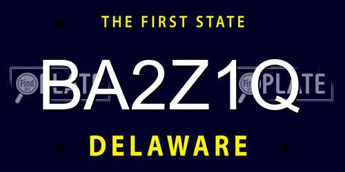 BA2Z1Q Delaware License Plate