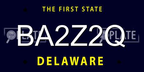BA2Z2Q Delaware License Plate