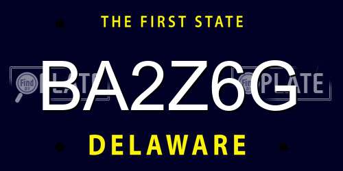 BA2Z6G Delaware License Plate