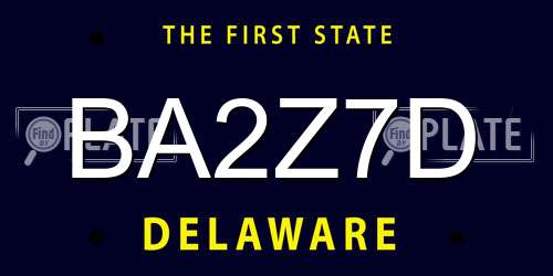 BA2Z7D Delaware License Plate