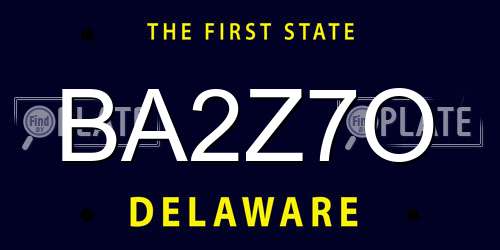 BA2Z7O Delaware License Plate