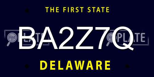 BA2Z7Q Delaware License Plate