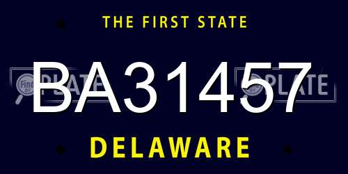 BA31457 Delaware License Plate
