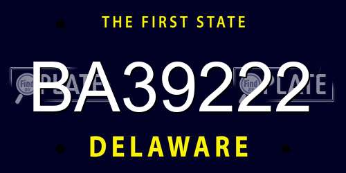 BA39222 Delaware License Plate