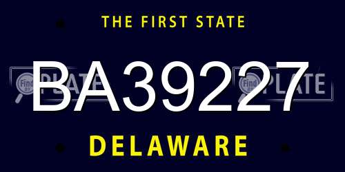 BA39227 Delaware License Plate