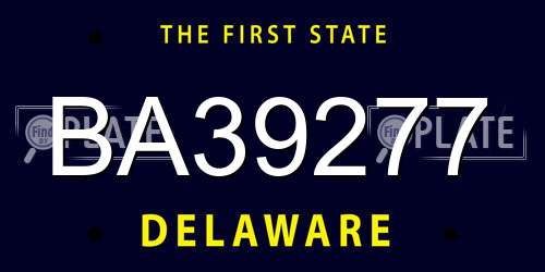 BA39277 Delaware License Plate