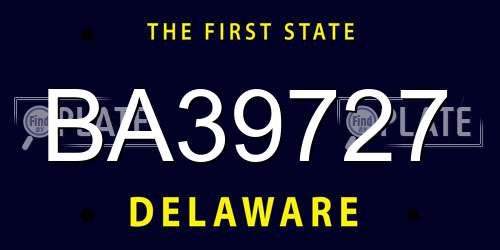 BA39727 Delaware License Plate