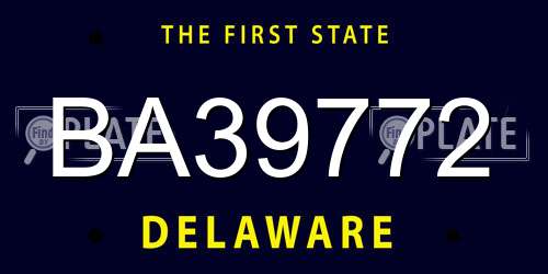 BA39772 Delaware License Plate