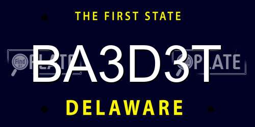 BA3D3T Delaware License Plate