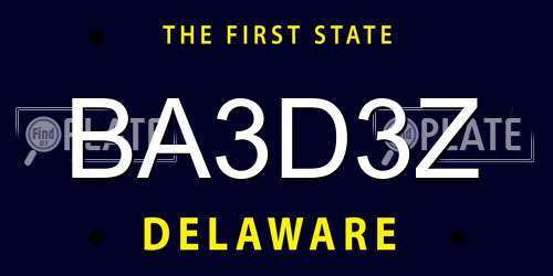 BA3D3Z Delaware License Plate
