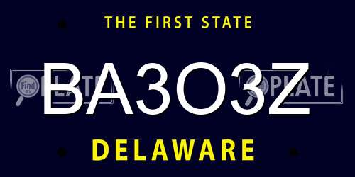 BA3O3Z Delaware License Plate