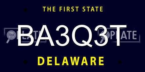 BA3Q3T Delaware License Plate
