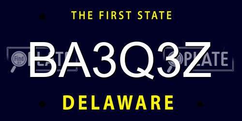 BA3Q3Z Delaware License Plate