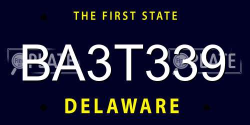 BA3T339 Delaware License Plate