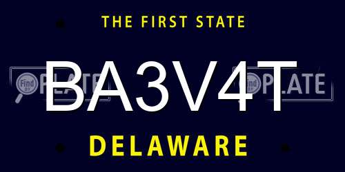 BA3V4T Delaware License Plate