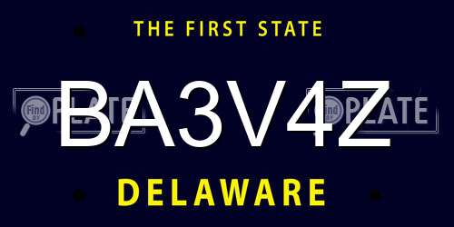 BA3V4Z Delaware License Plate