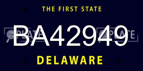 BA42949 Delaware License Plate