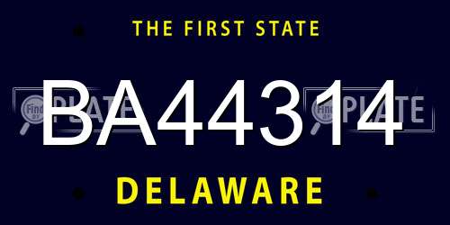 BA44314 Delaware License Plate
