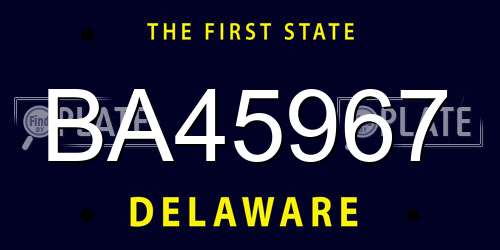 BA45967 Delaware License Plate